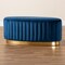 Baxton Studio Kirana Glam and Luxe Navy Blue Velvet Fabric and Gold PU Leather Ottoman 175-11241-Zoro - alternate 7
